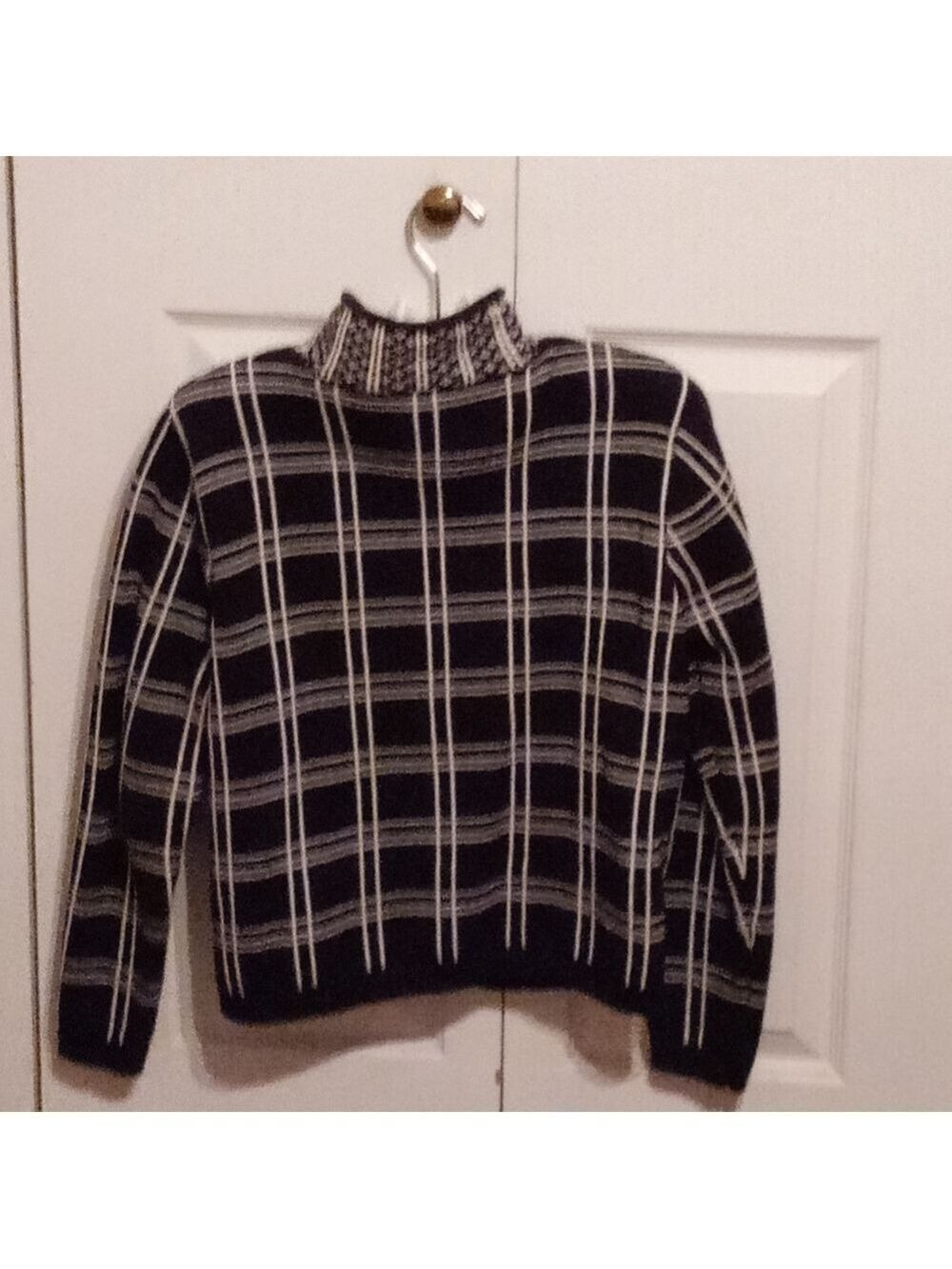 Talbots Petites Vintage Windowpane Check Cotton Zip Front Cardigan - Picture 2 of 5